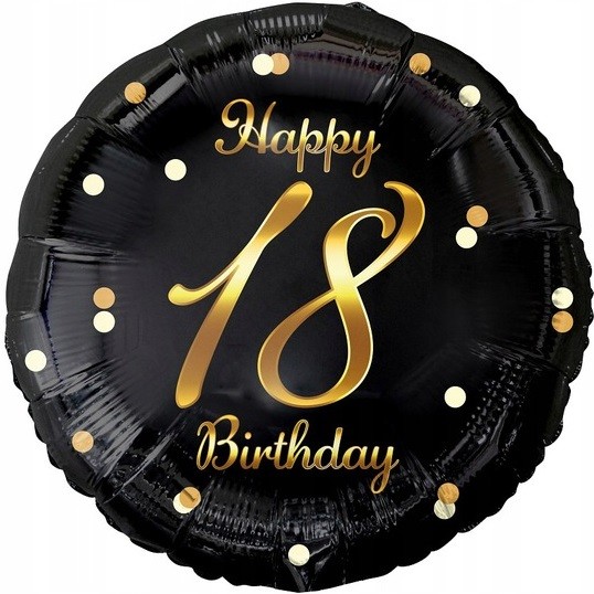 czarny balon 18 urodzin w złote