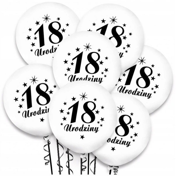 Balony Białe 18 Urodziny