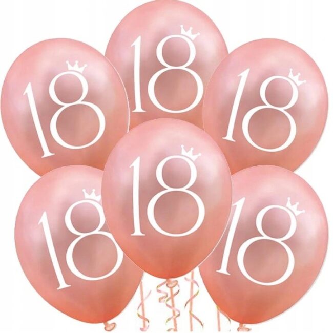 Balony Różowe Złoto 18 Urodziny