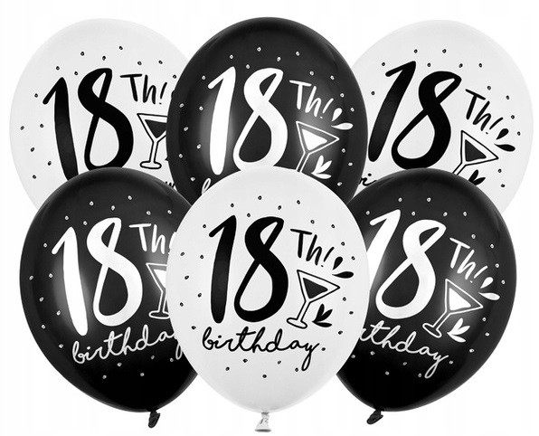 Balony lateksowe 18 Urodziny Mix 5 sztuk