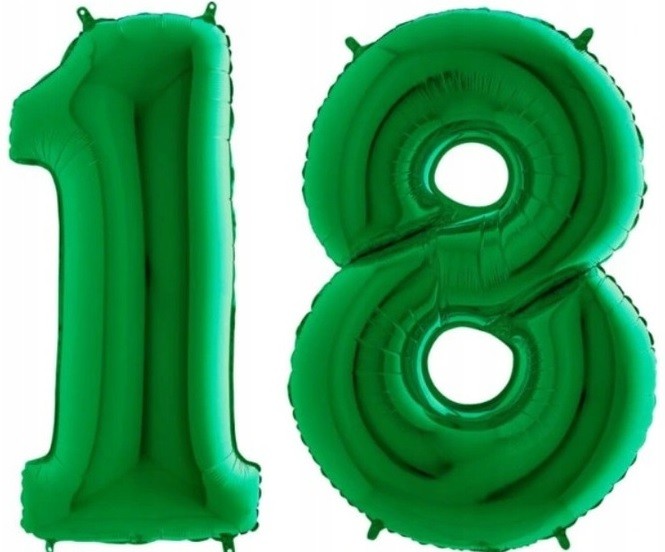 Balony Cyfry Zielone 18 urodziny 100 cm