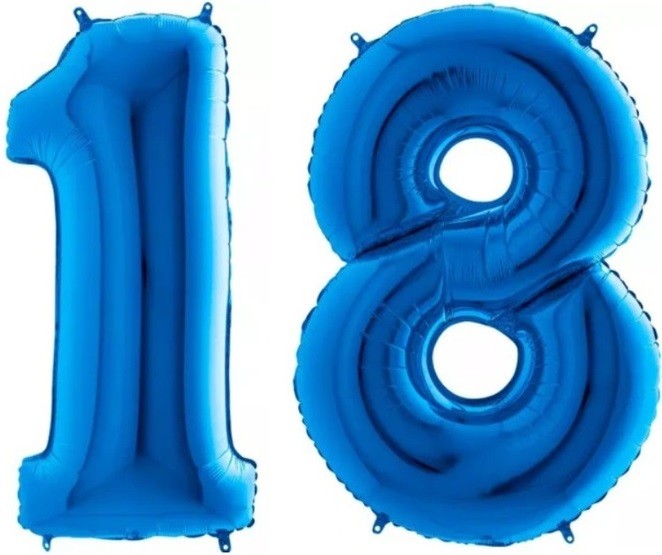 Balony Cyfry niebieskie 18 urodziny 100 cm