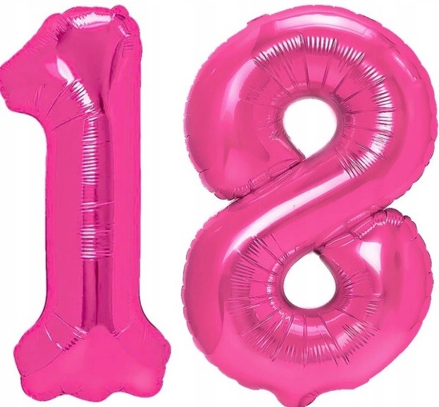 Balony Cyfry różowe 18 urodziny