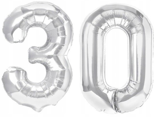 30 urodziny srebrny balon