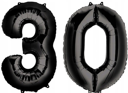 czarny balon cyfra 30