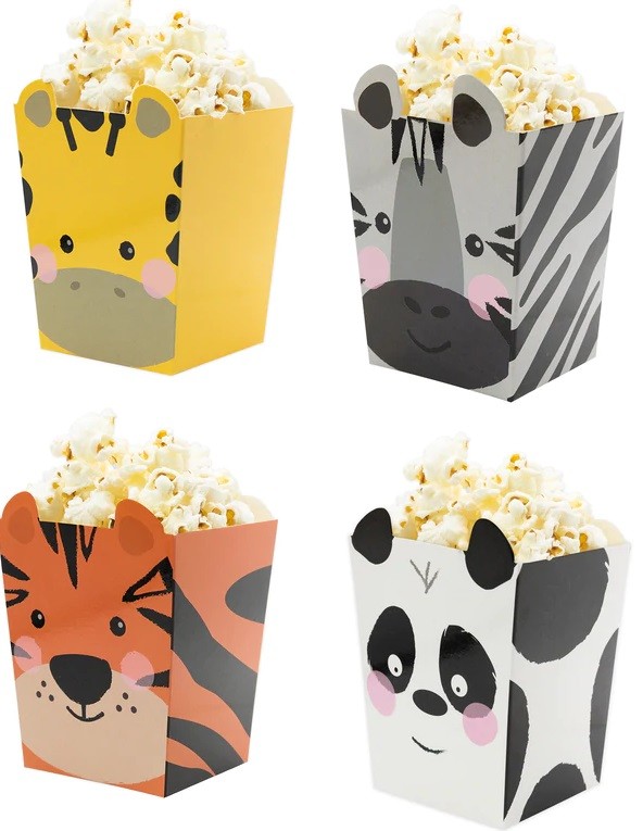 Pudełka na popcorn Zwierzątka Zwierzęta 4 sztuki