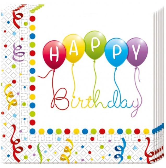 Serwetki Happy Birthday Baloniki 20 sztuk