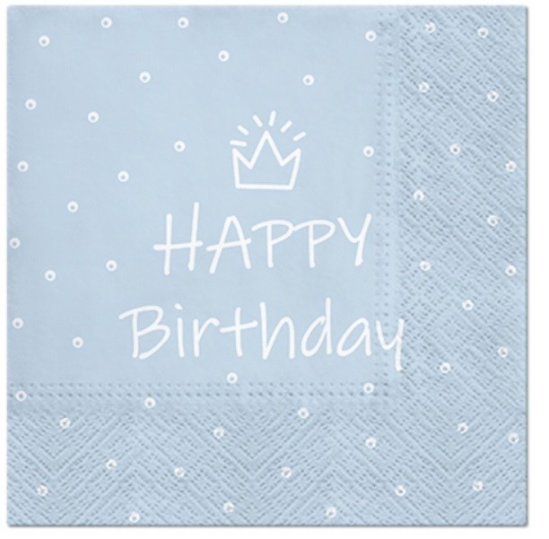 Serwetki Happy Birthday Niebieskie 20 sztuk