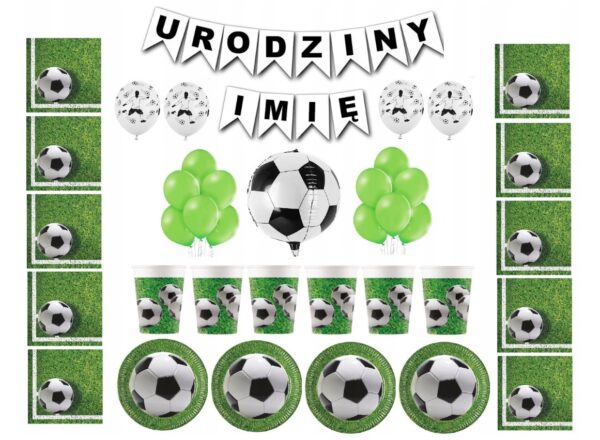 Zestaw Balony Piłka Nożna Football Urodziny + Imię