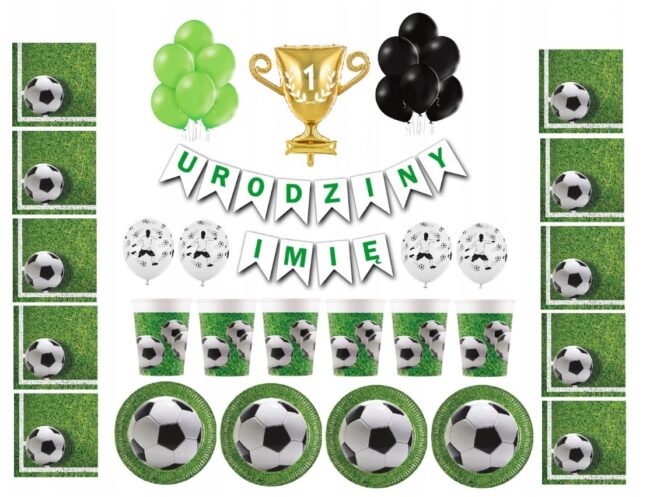 Zestaw Balony Piłka Nożna Football Urodziny + Imię