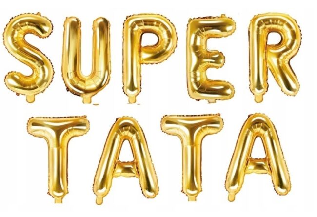 Baner Literki foliowe Balony SUPER TATA Dzień Ojca Taty