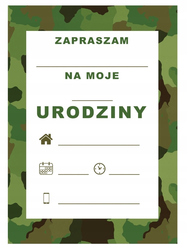 Zaproszenia Moro Wojskowe 6 sztuk - obrazek 2