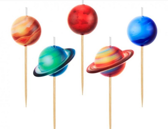 Pikery Świeczki Planety KOSMOS 5 sztuk