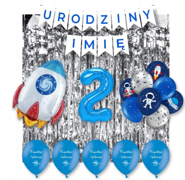 Zestaw Balony KOSMOS Dowolne URODZINY + IMIĘ