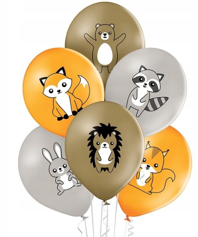 Balony lateksowe Zwierzęta Leśne 6 sztuk