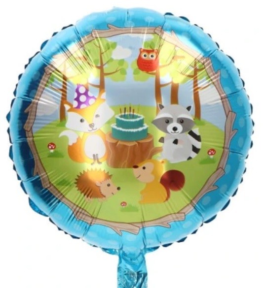 Balon foliowy okrągły Zwierzęta Leśne 45 cm