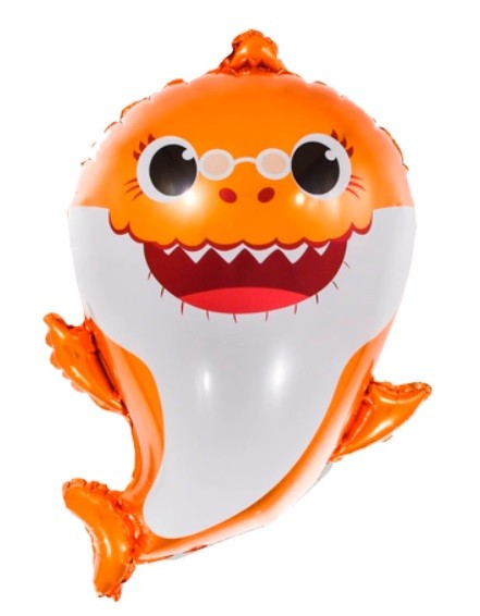 Baby Shark Rekin Pomarańczowy Balon Foliowy 50 cm Urodziny