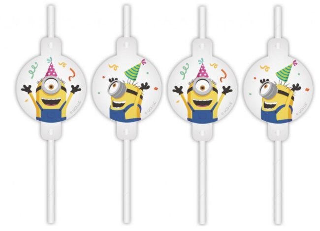 Słomki papierowe Minionki 4 sztuki