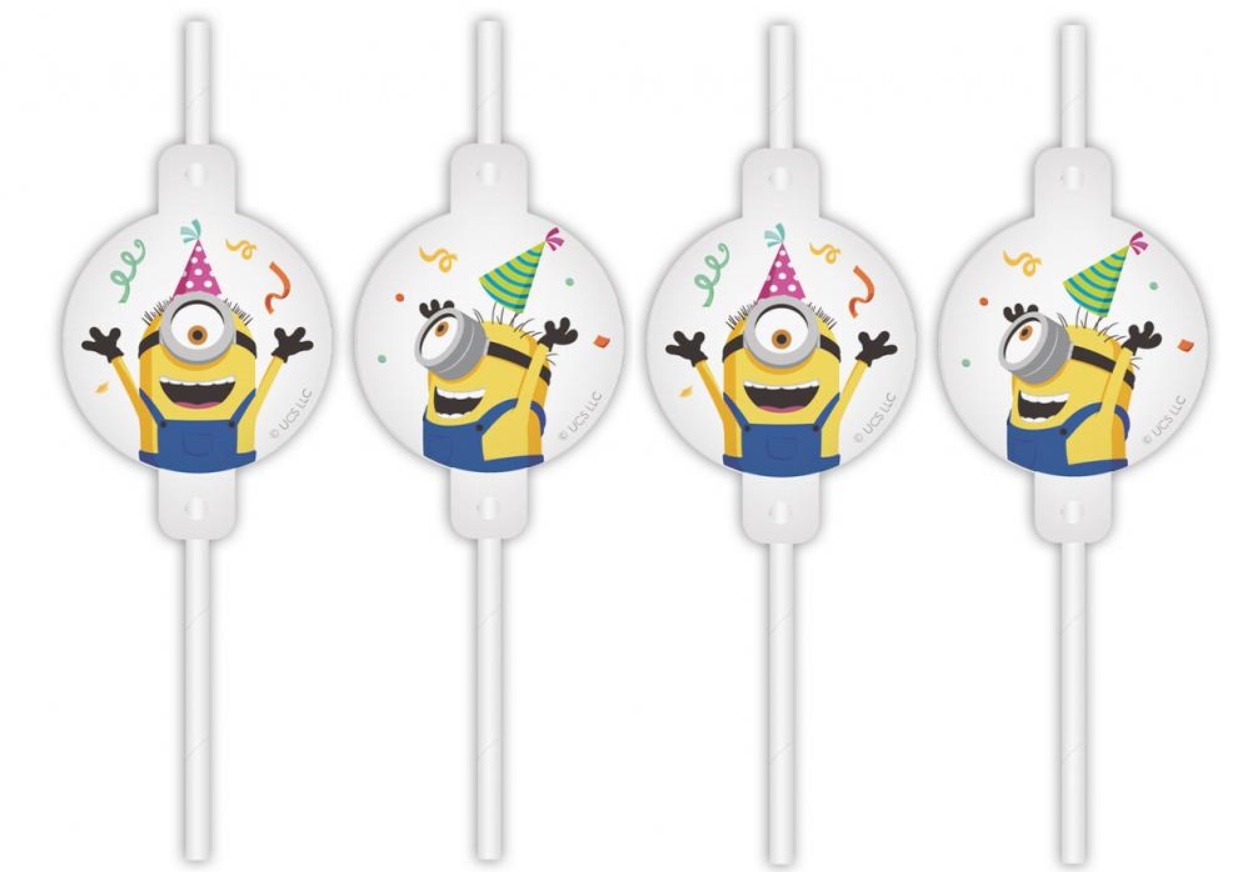 Słomki papierowe Minionki 4 sztuki