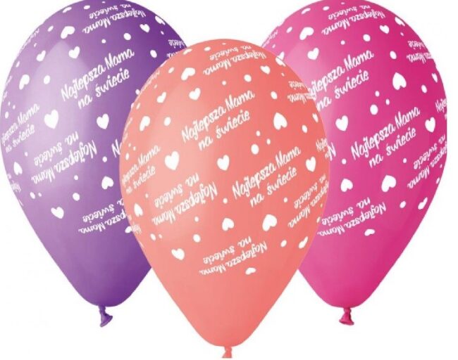 Balony lateksowe Najlepsza Mama 5 sztuk Dzień Mamy