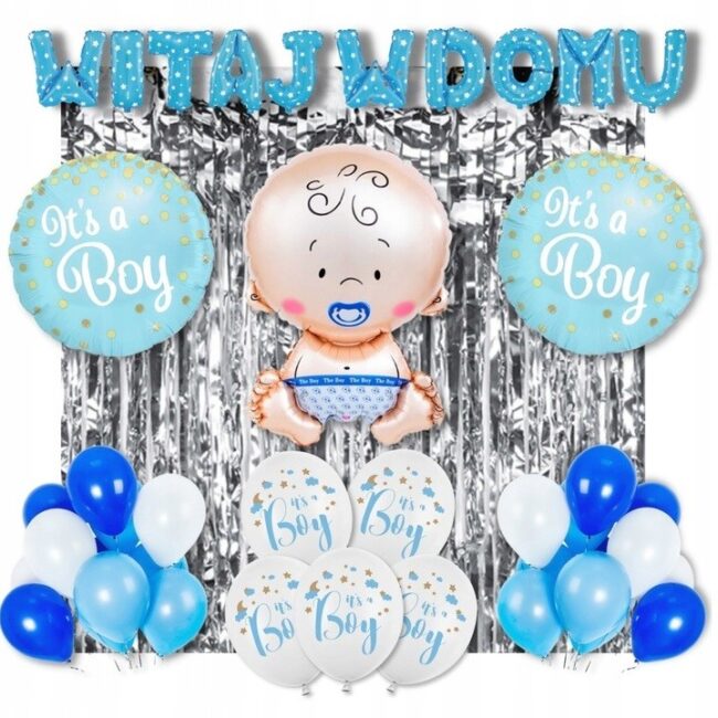 Balony Witaj w Domu Narodziny Chłopiec Zestaw