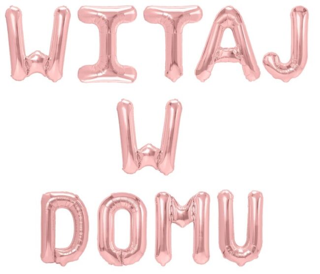 różowe złoto balon witaj w domu