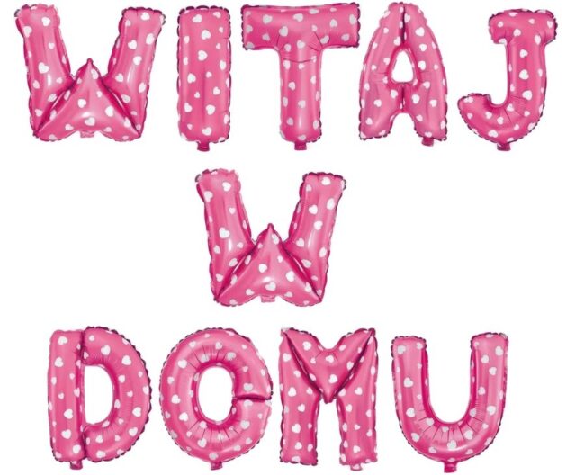 Balon Witaj w domu napis