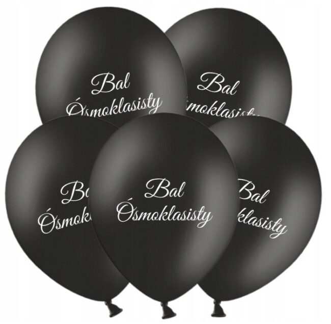 Balony czarne Bal Ósmoklasisty 5 sztuk