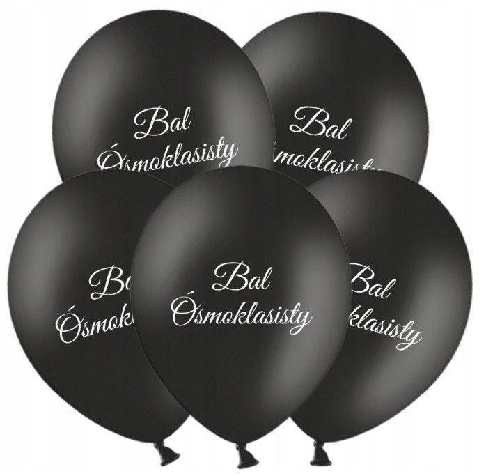 Balony czarne Bal Ósmoklasisty 5 sztuk