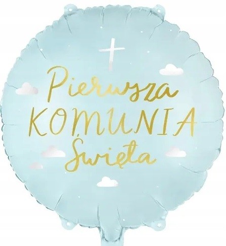 błękitny balon Komunia Święta