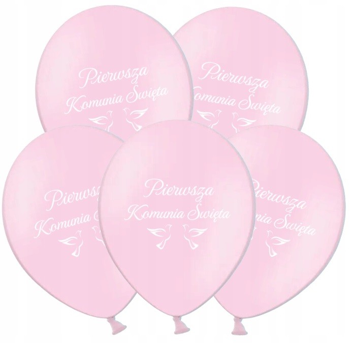 balony różowe Pierwsza Komunia Święta