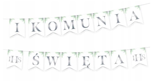 Baner komunijny i Pierwsza Komunia Święta Eukaliptus IHS 240 cm