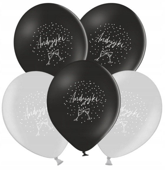 Balony czarne i srebrne na Andrzejki 5 sztuk