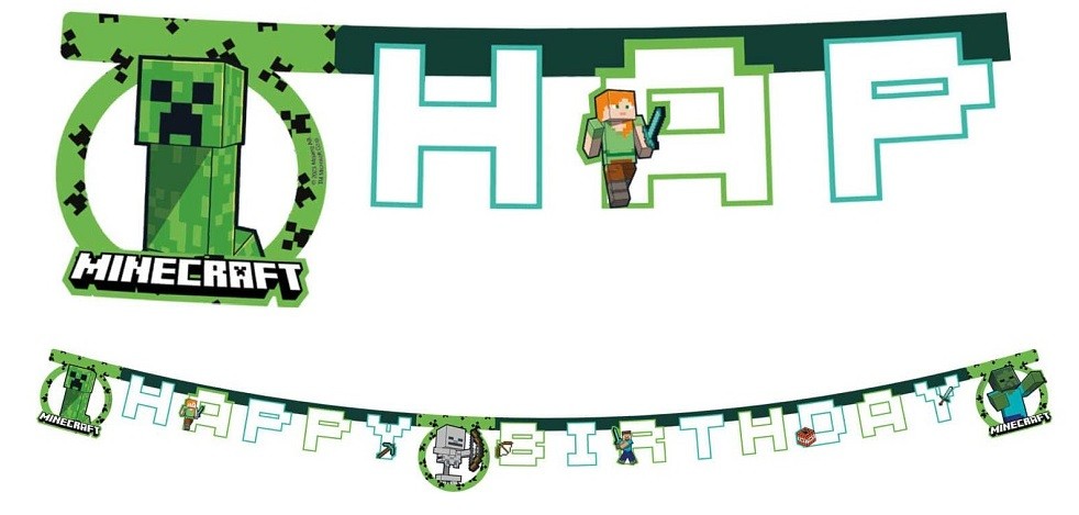 Baner urodzinowy Happy Birthday Minecraft 200 cm