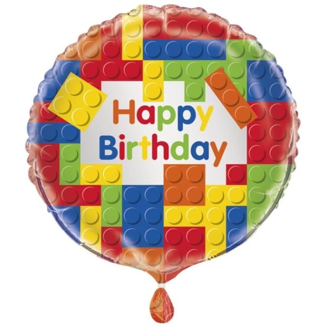 Balon foliowy Happy Birthday Klocki 45 cm
