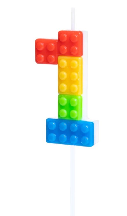 Świeczka na tort cyfra 1 klocki