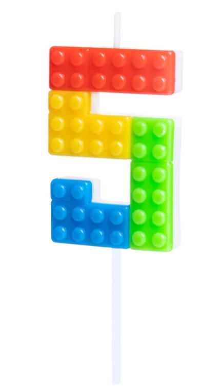 Świeczka na tort cyfra 5 w klocki