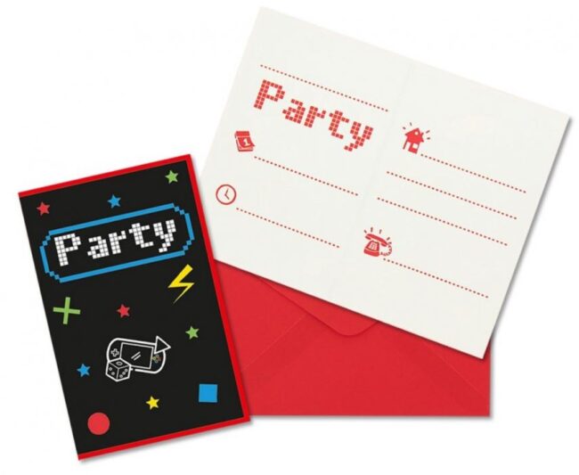 Zaproszenia Pad Game Gaming Party 6 sztuk
