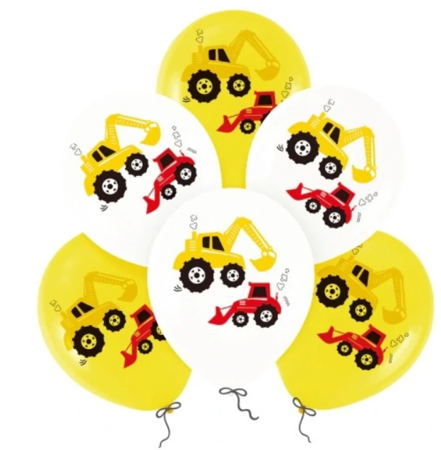 Balony lateksowe Budowa Koparka mix 6 sztuk