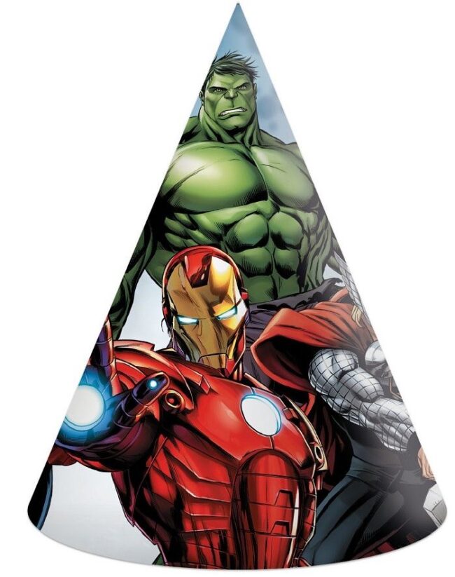 Czapeczki papierowe Avengers 6 sztuk