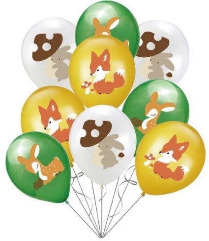 Balony lateksowe Leśne Zwierzęta Mix 9 sztuk Urodziny