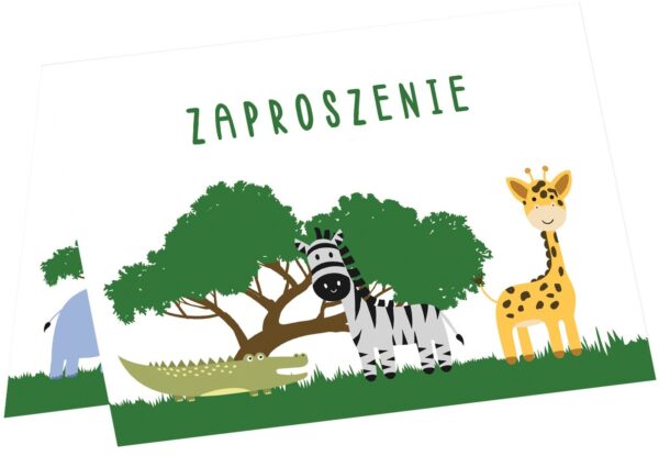 Zaproszenia urodzinowe Safari Zwierzątka 6 sztuk + koperty