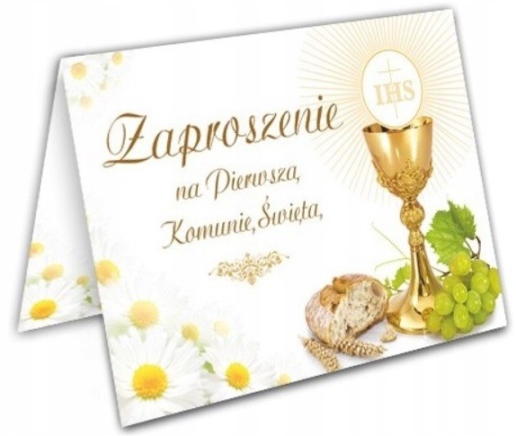 Zaproszenie Pierwsza Komunia Święta 1 sztuka + koperta
