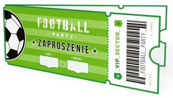 Zaproszenia Bilet Piłka Nożna Football 6 sztuk