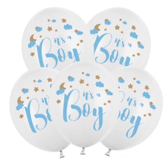 Balony lateksowe "It's a Boy" 5 sztuk Narodziny Baby Shower