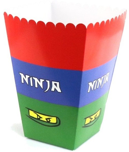 Pudełka papierowe na popcorn Ninja 6 sztuk