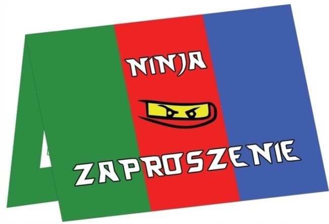 Zaproszenia urodzinowe Ninja 6 sztuk + koperty