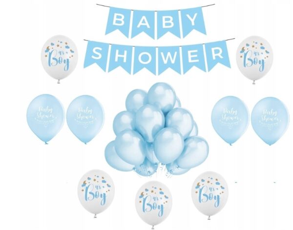 Zestaw dekoracyjny BABY SHOWER chłopiec niebieski