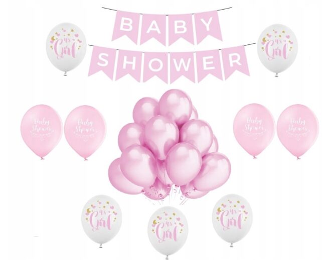 Zestaw dekoracyjny BABY SHOWER dziewczynka różowy