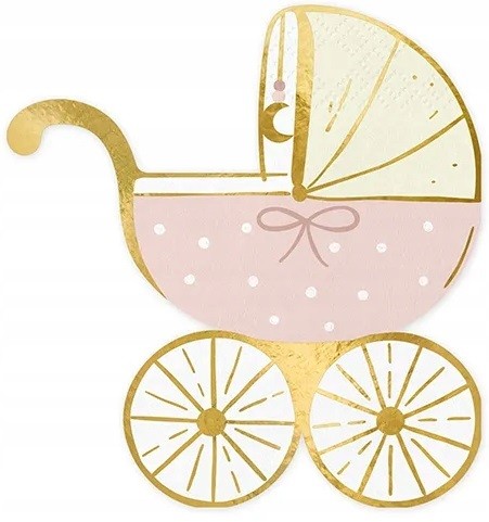Serwetki Różowe Wózek Baby Shower 20 sztuk